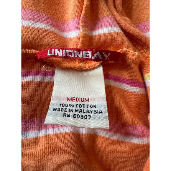 Y2K Union Bay 100% Cotton Orange Striped Hoodied Crop Baby T Size M - Picture 6 of 6